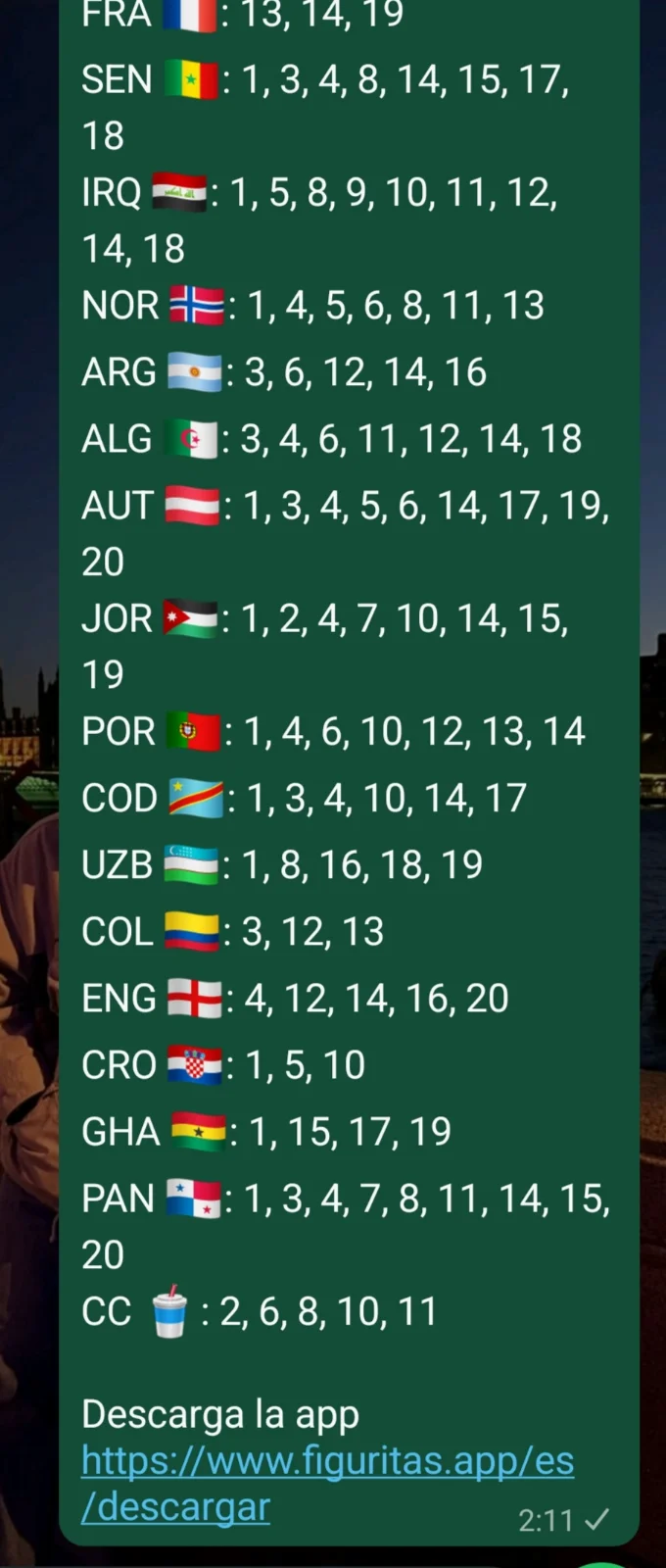 CROMOS REPETIDOS DEL MUNDIAL