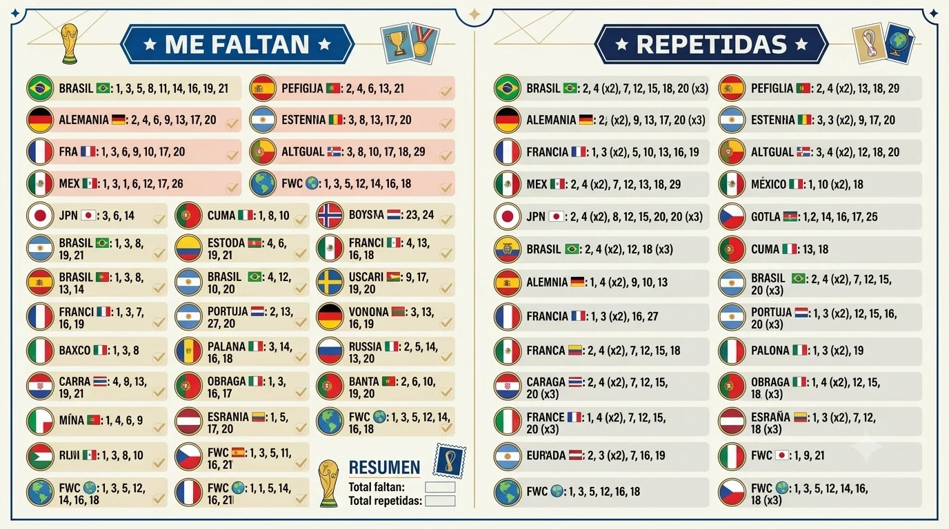 Repetidas/Me Faltan