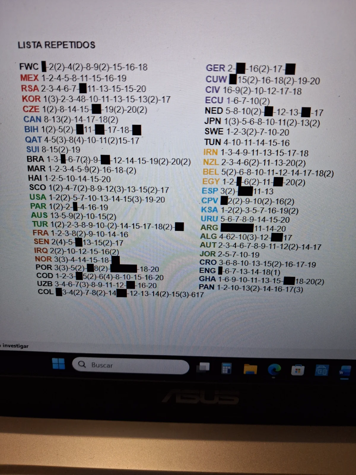 LISTA CROMOS REPETIDOS