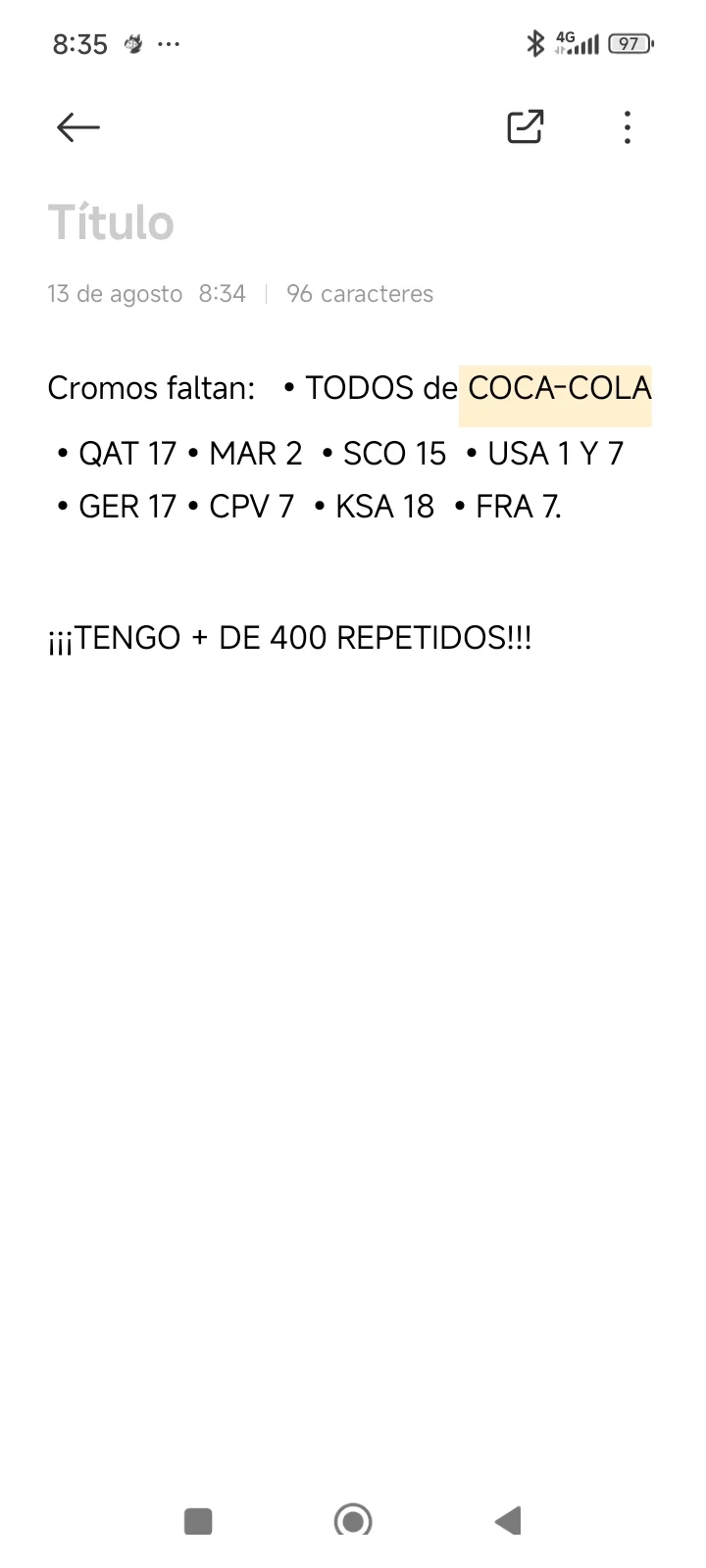 Solo me quedan estos. Intercambio por bastantes. 