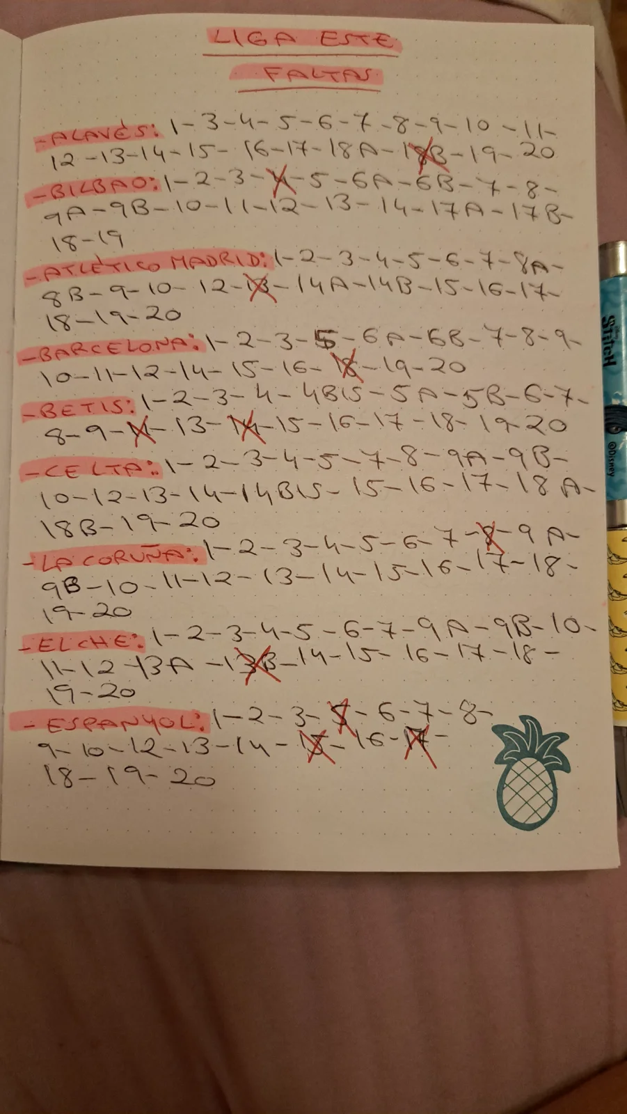 Lista de faltas 2