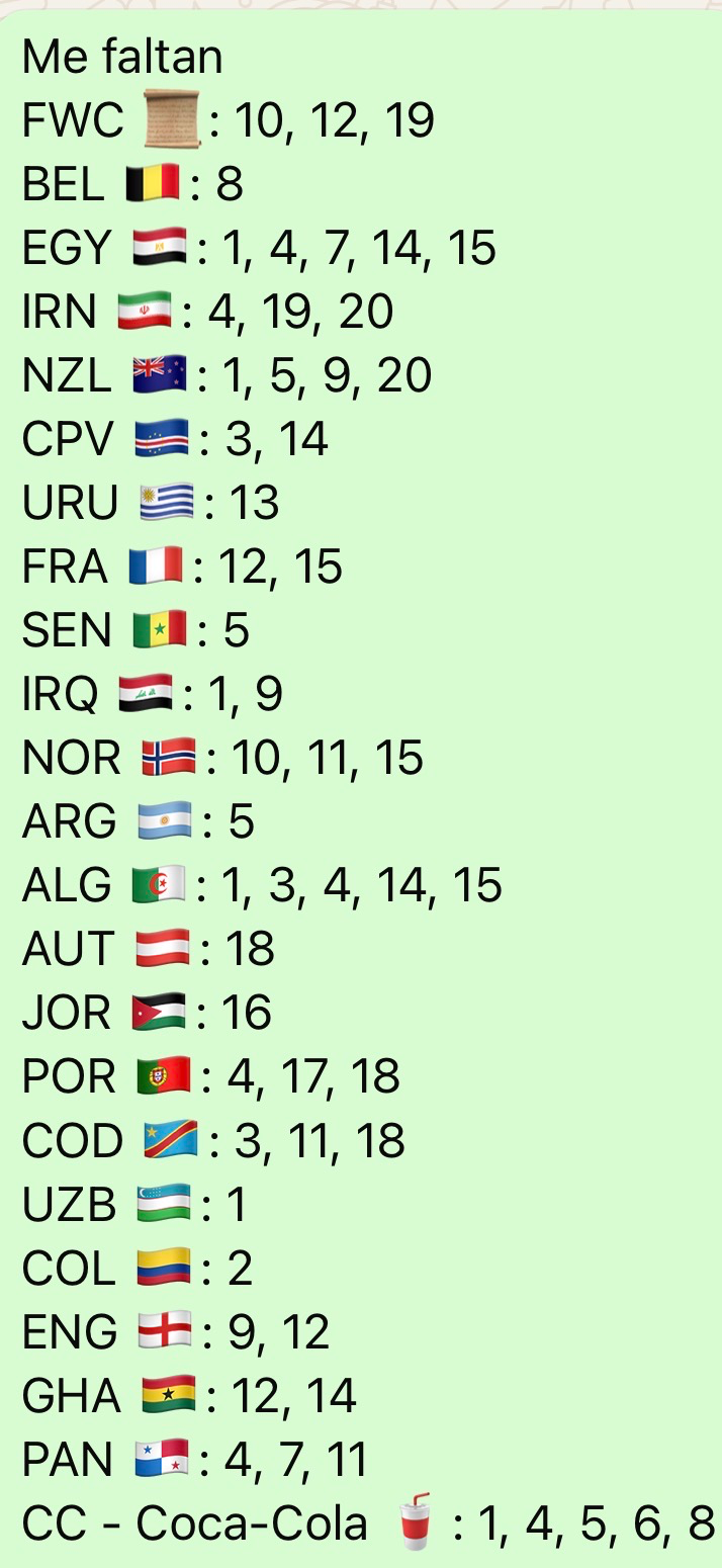 Cambio Cromos Mundial 2026 Panini