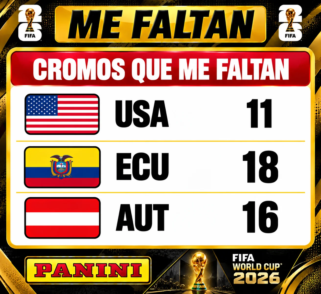 ME FALTAN SOLO ESTOS INTERCAMBIO 5 x 1 QUE NO TENGAIS